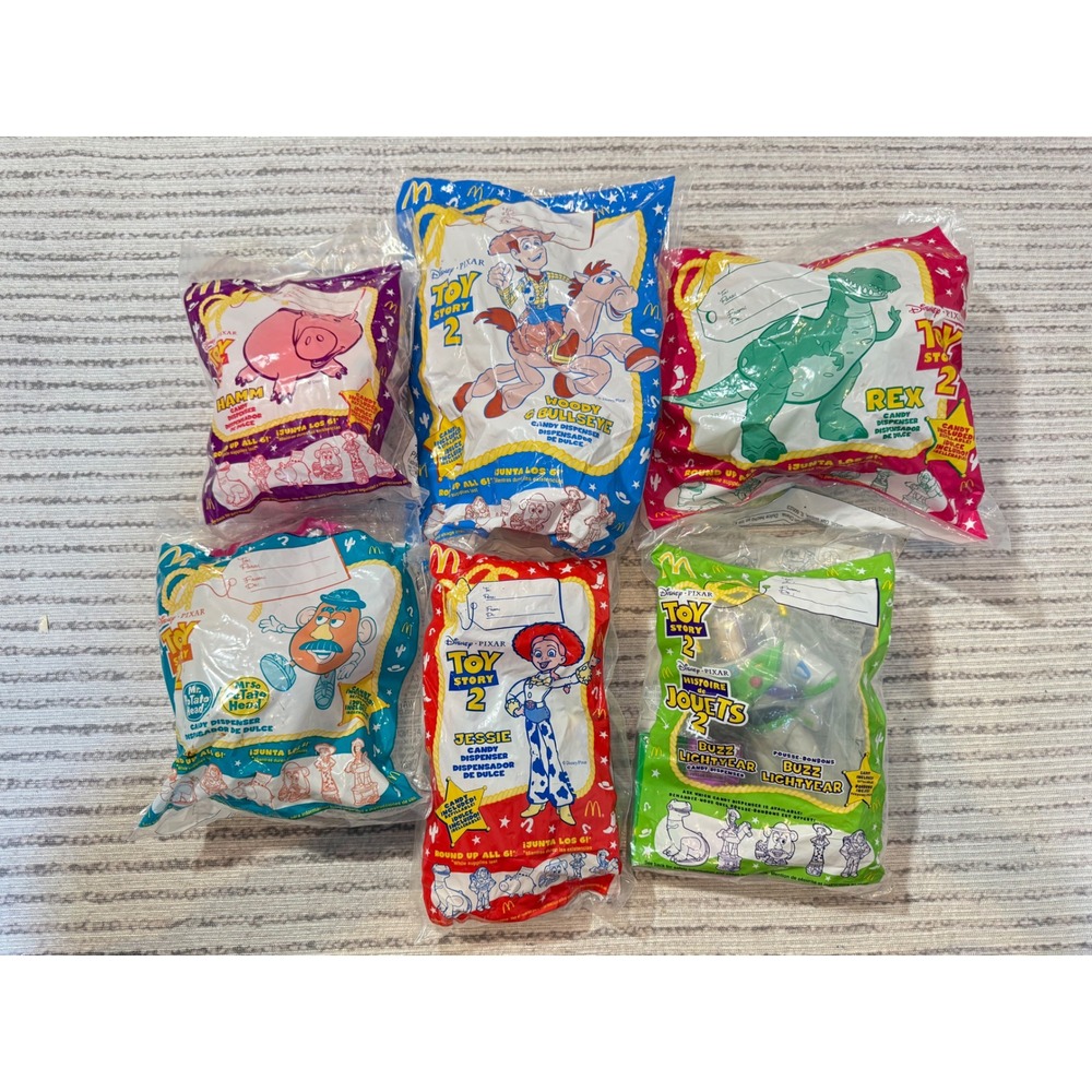 Vintage 1999 McDonalds Toy Story 2 Lot of 6‎ New Sealed Candy Dispenser FULL SET